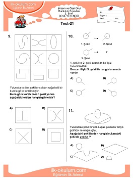 ilkokul 1. Sınıf Bilsem Zeka Testi 